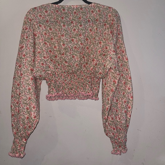 Free People *RARE* SHE MADE ME Peasant Floral Blouse Crop Top - Picture 11 of 12